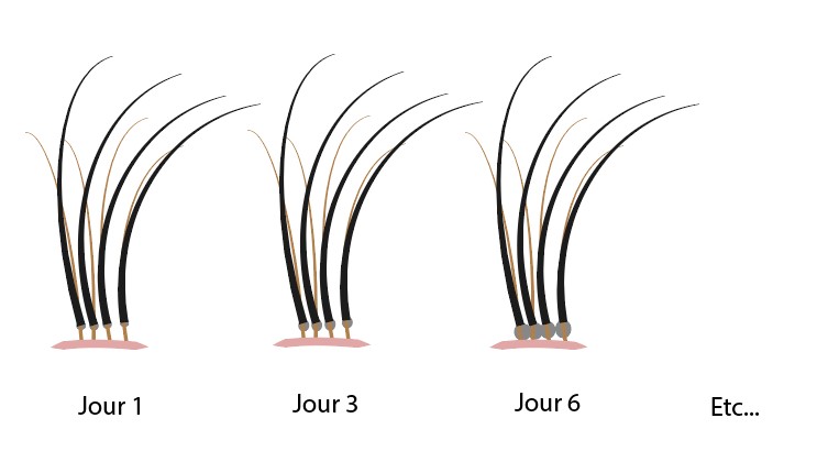 Accumulation de mascara sur les extensions de cils